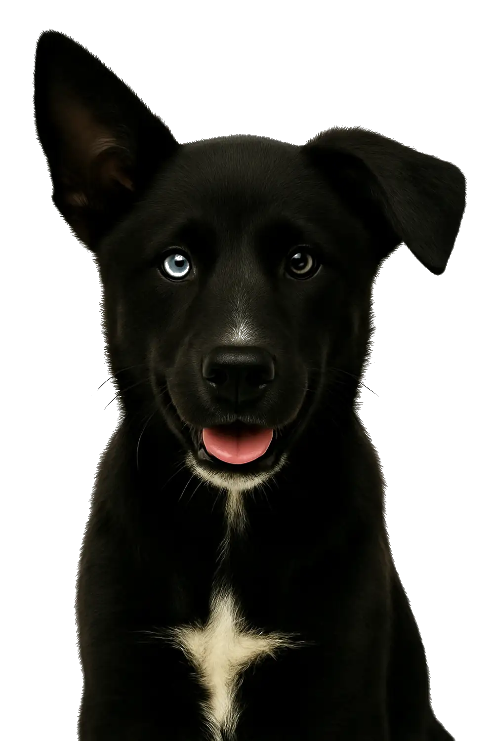 Black Shepsky puppy Anubis heterochromia German Shepherd Husky mix dog apparel design