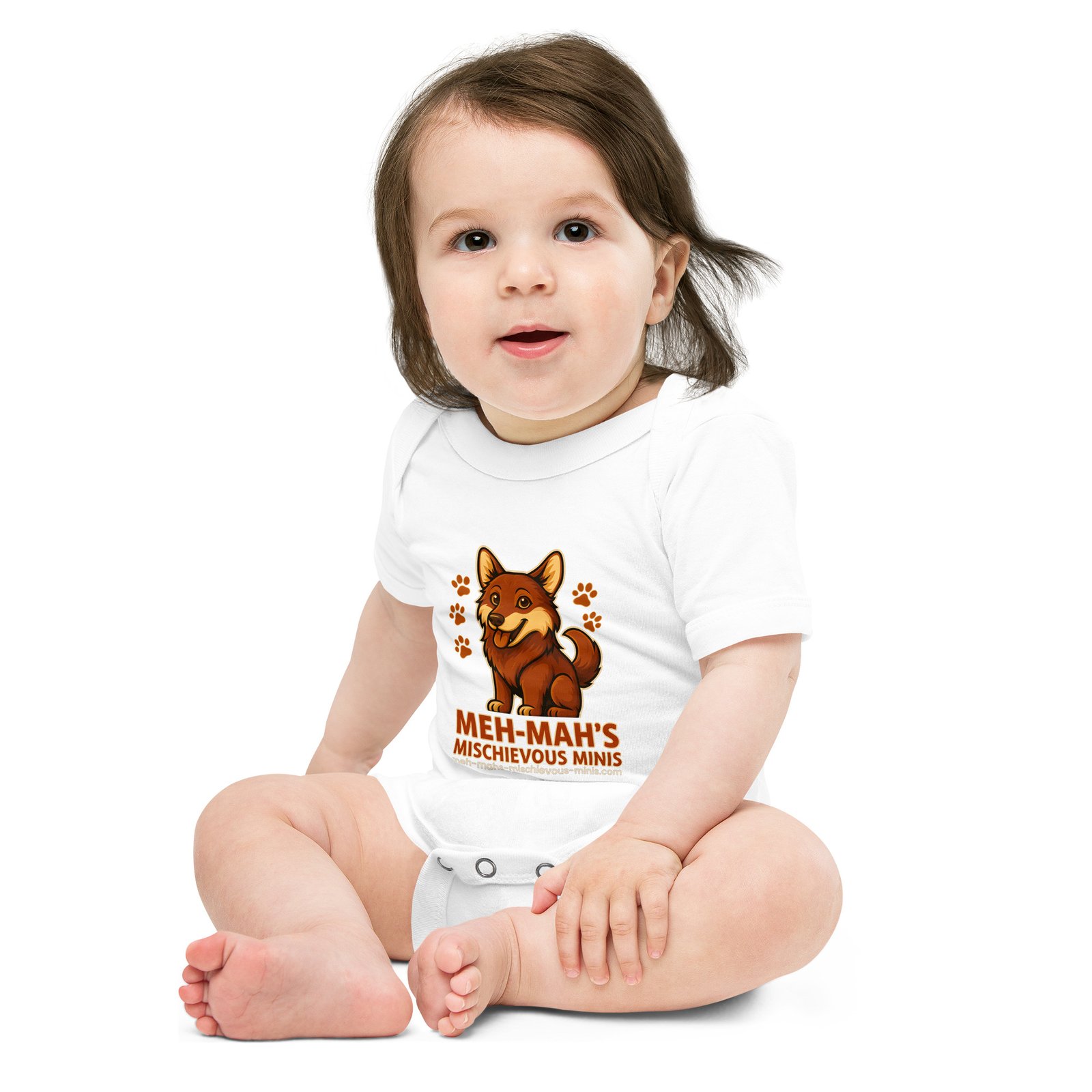 Meh-Mah Logo Baby Short Sleeve One Piece - Image 7