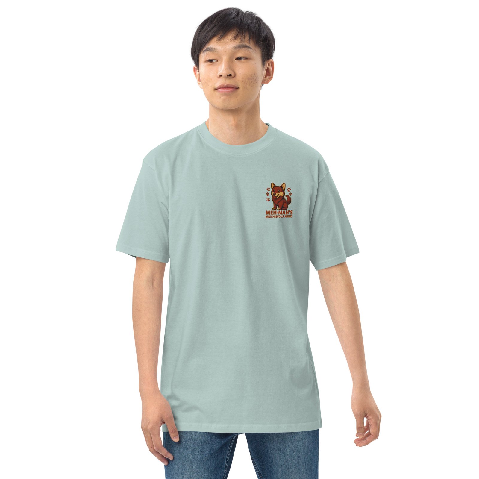 Meh-Mah Signature Logo Men's Premium Heavyweight Tee - Image 49