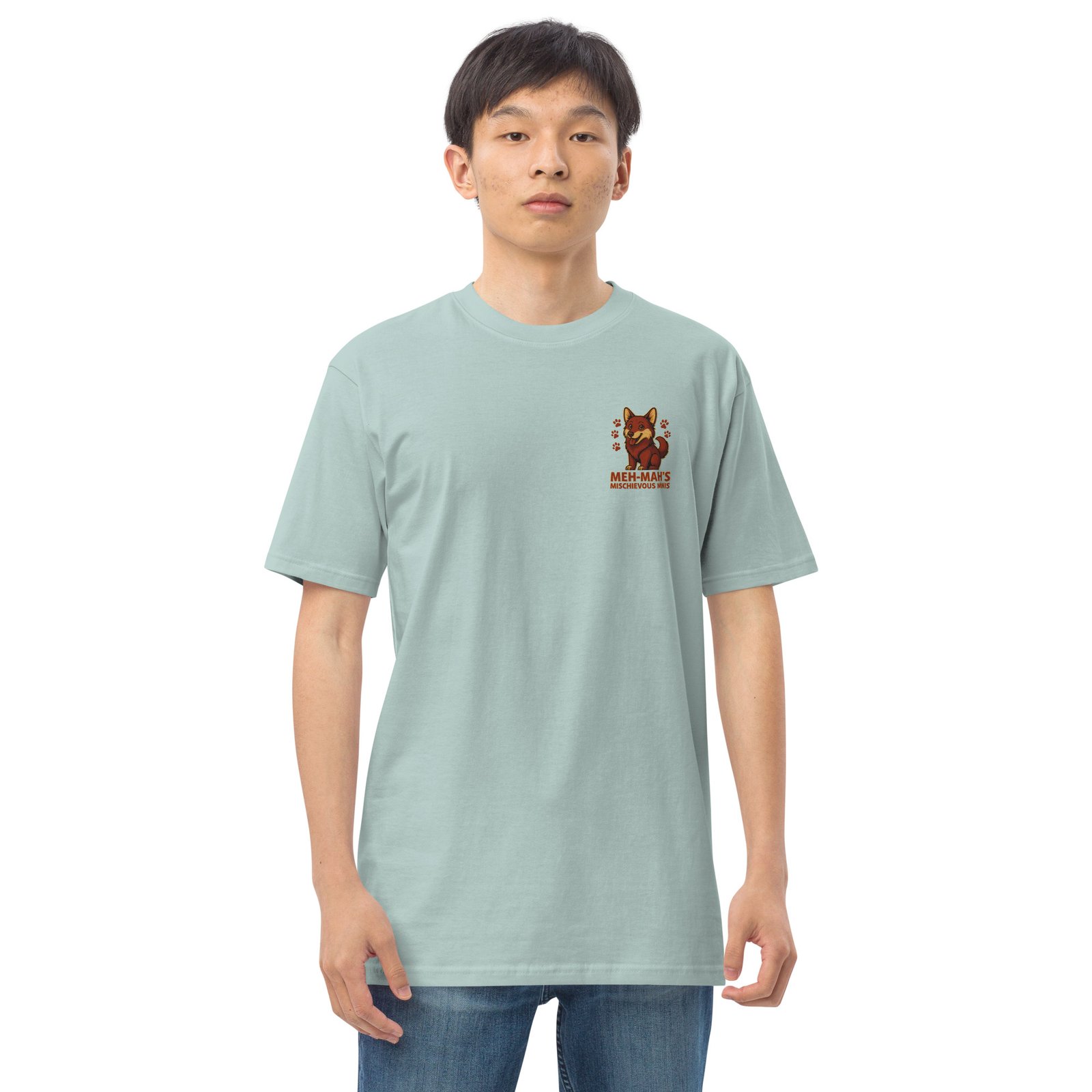 Meh-Mah Signature Logo Men's Premium Heavyweight Tee - Image 47