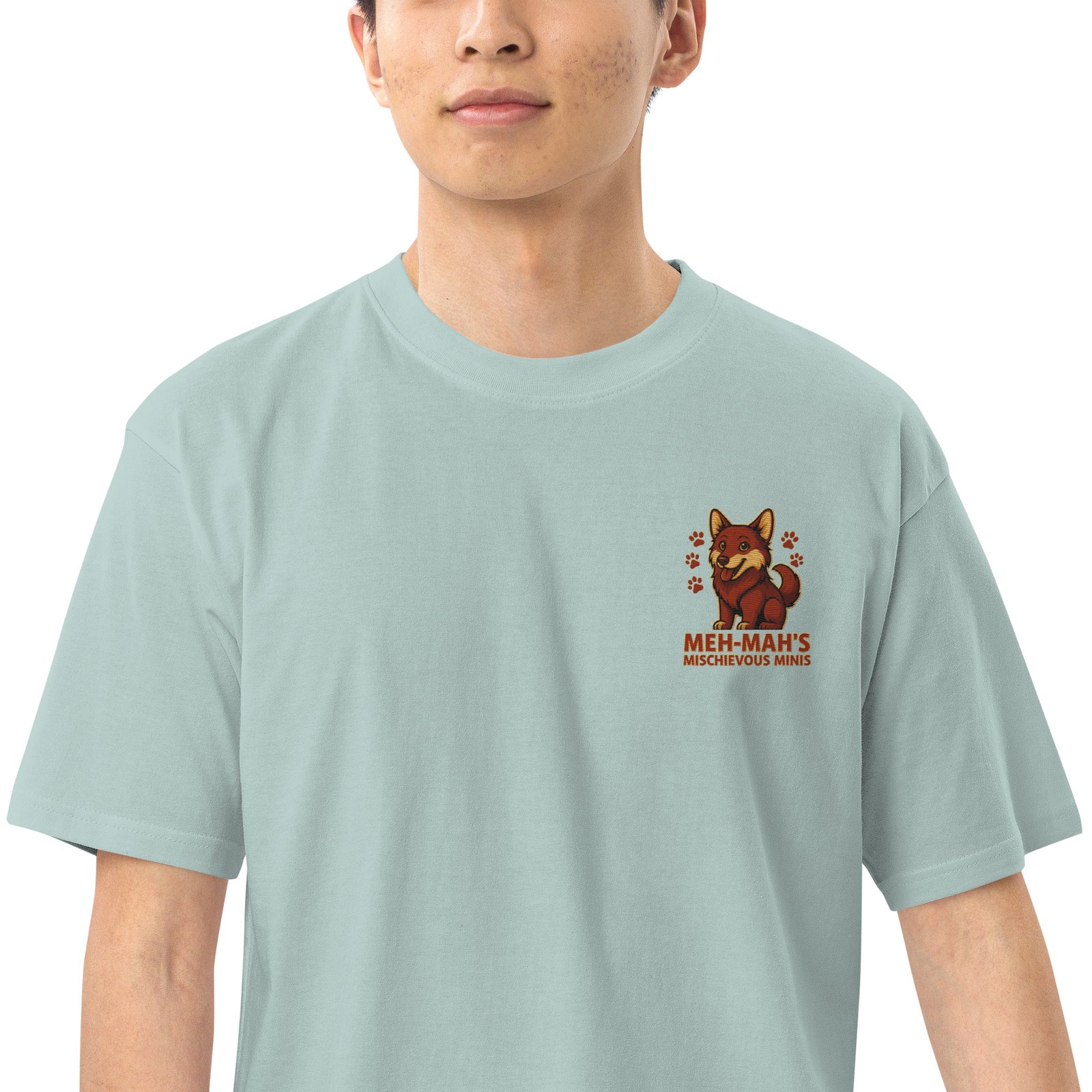 Meh-Mah Signature Logo Men's Premium Heavyweight Tee - Image 46