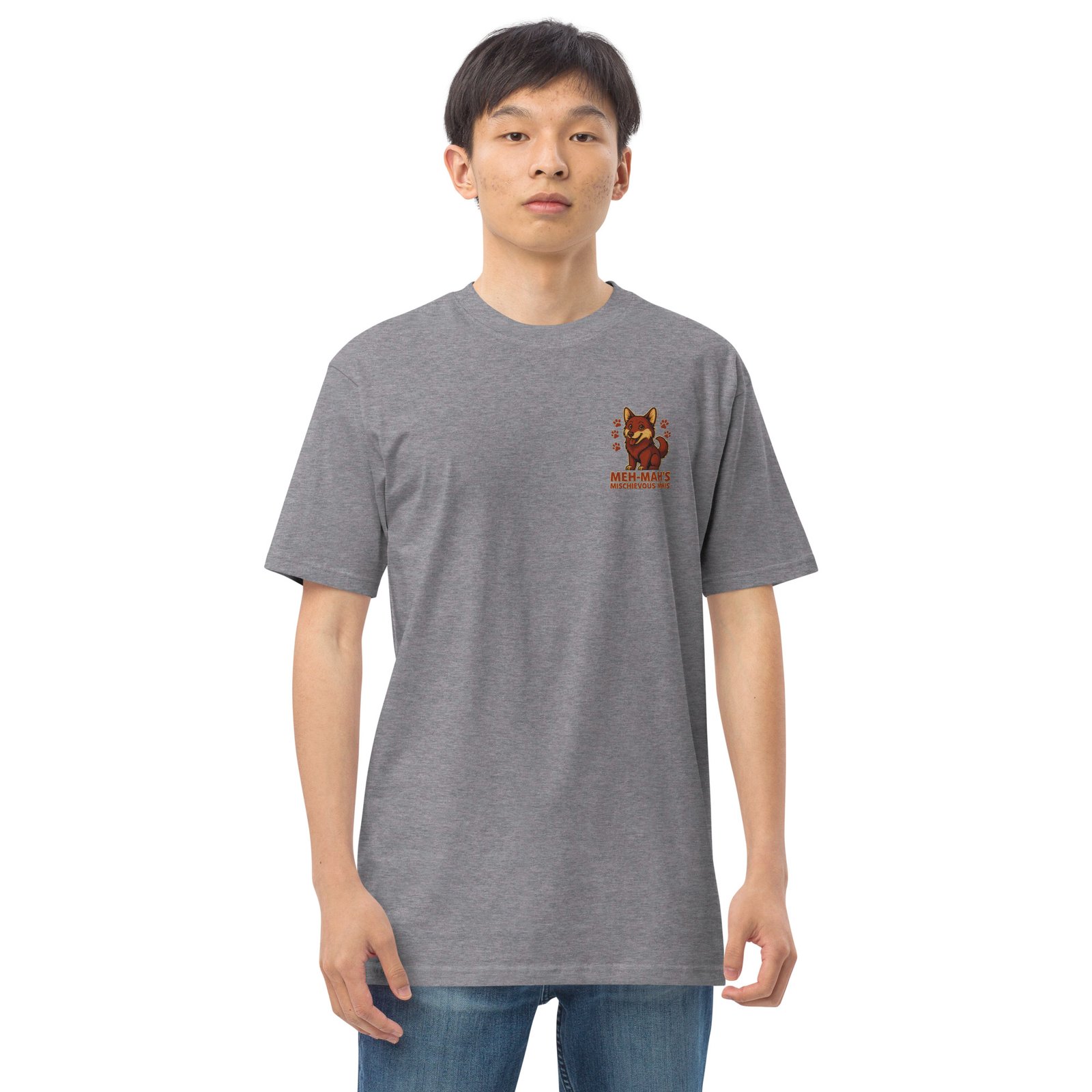 Meh-Mah Signature Logo Men's Premium Heavyweight Tee - Image 36