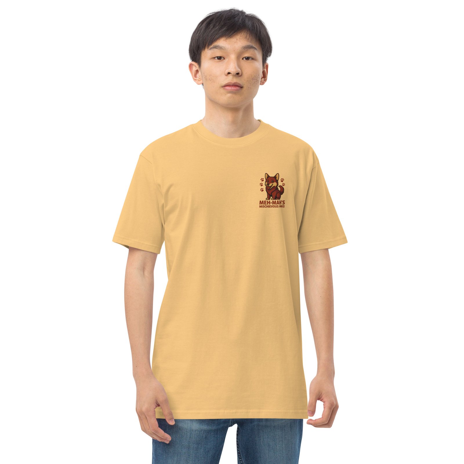 Meh-Mah Signature Logo Men's Premium Heavyweight Tee - Image 58