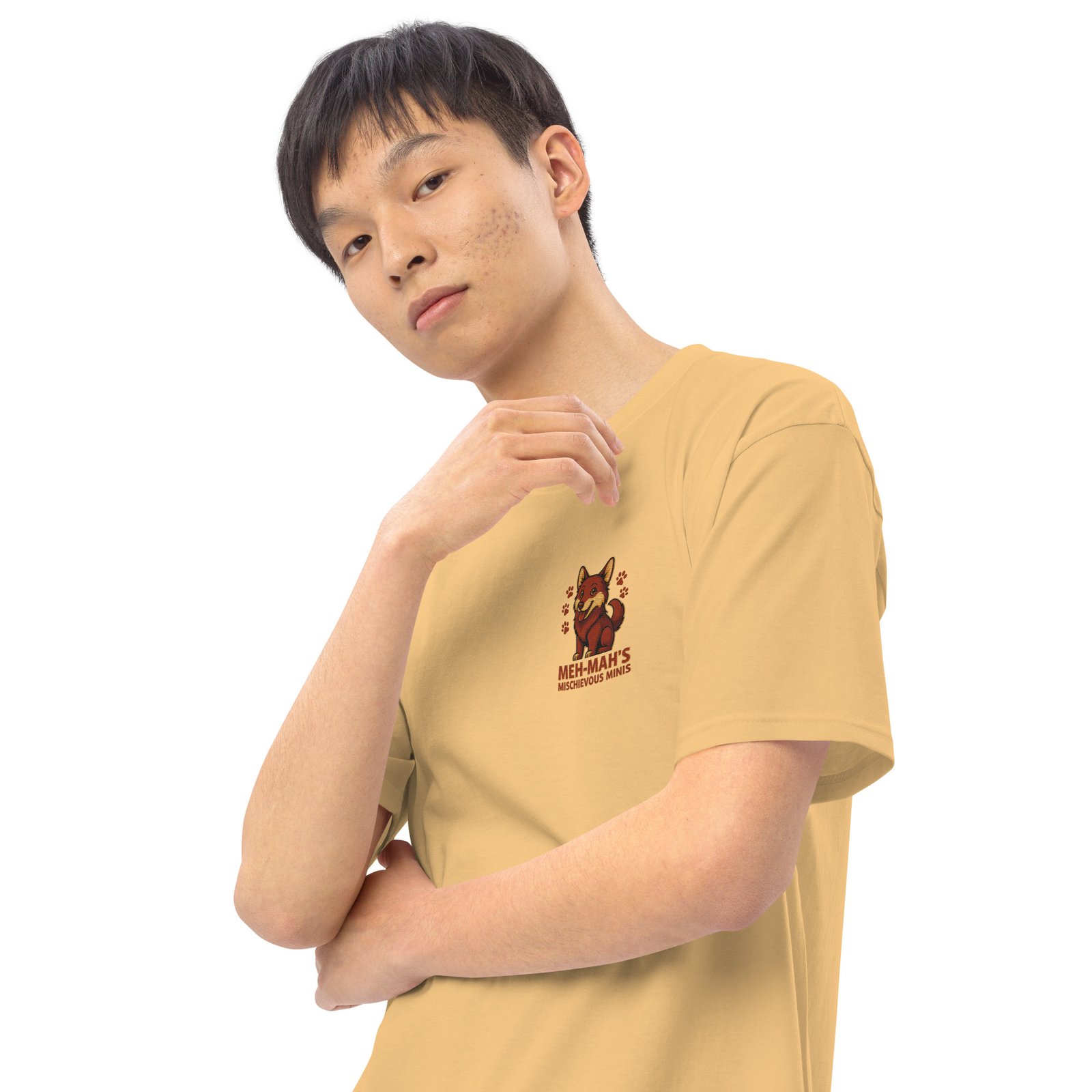 Meh-Mah Signature Logo Men's Premium Heavyweight Tee - Image 59