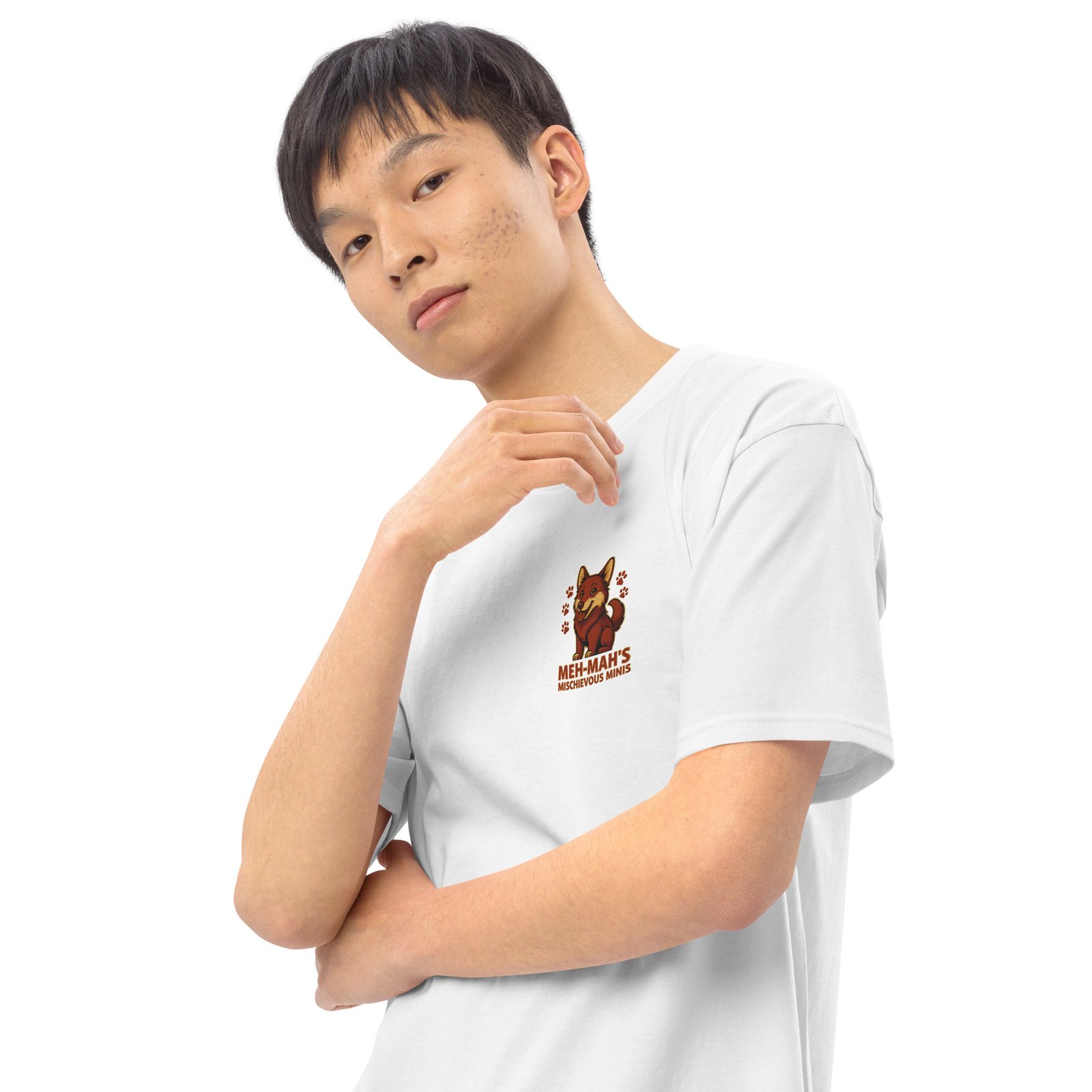 Meh-Mah Signature Logo Men's Premium Heavyweight Tee - Image 70