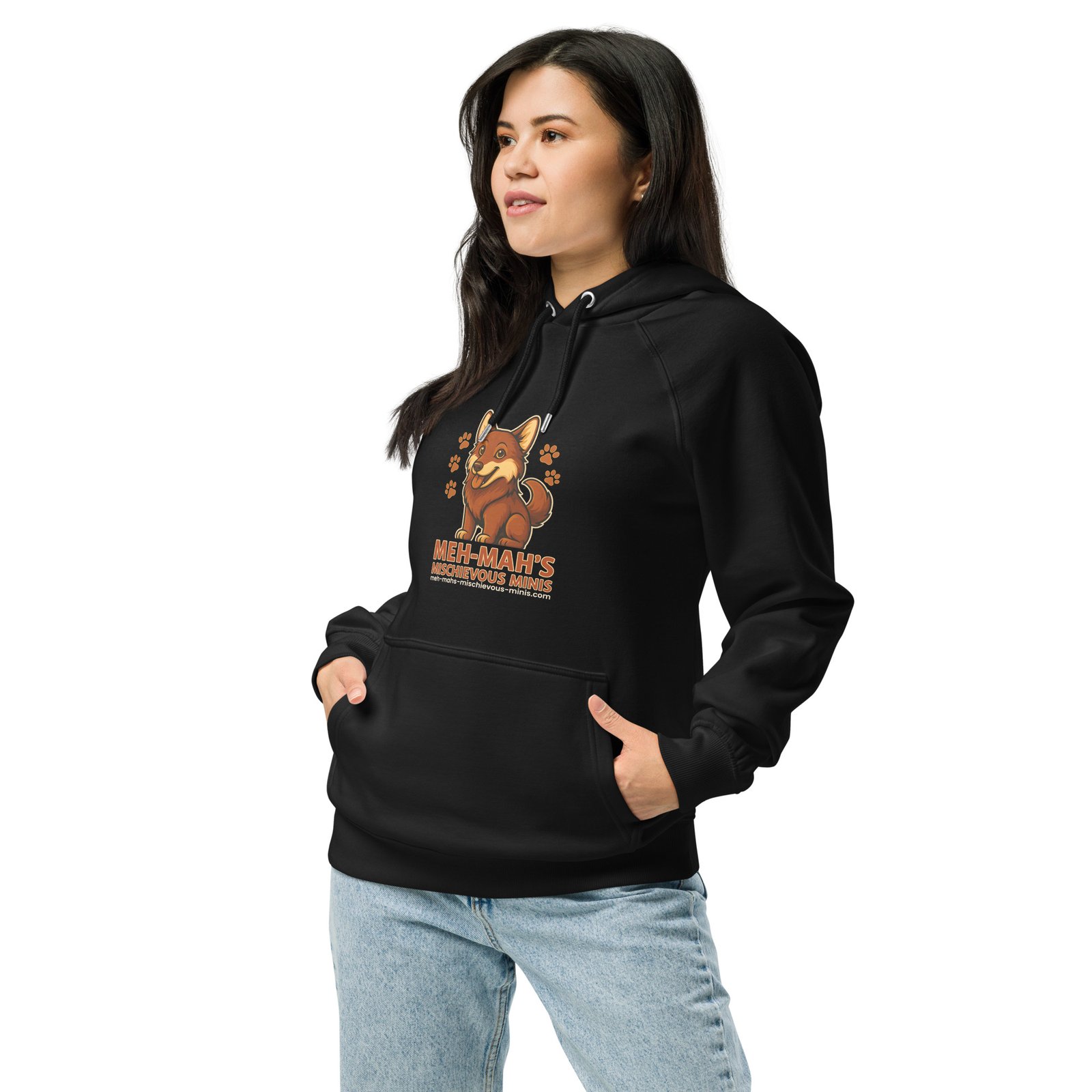 Meh-Mah Logo Unisex Eco Raglan Hoodie - Image 2