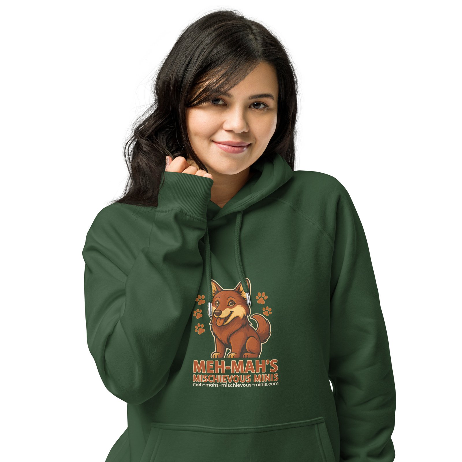 Meh-Mah Logo Unisex Eco Raglan Hoodie - Image 10