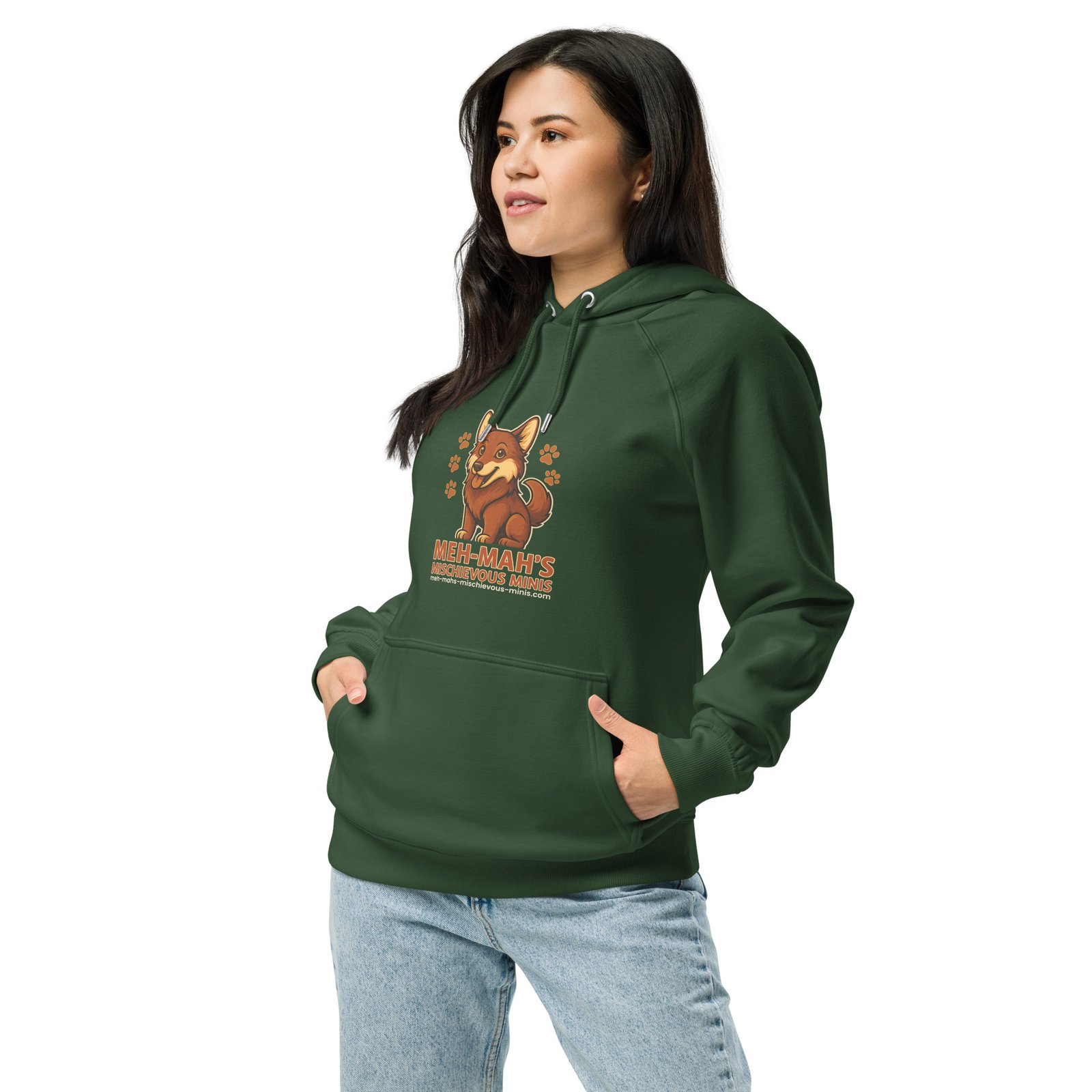 Meh-Mah Logo Unisex Eco Raglan Hoodie - Image 11