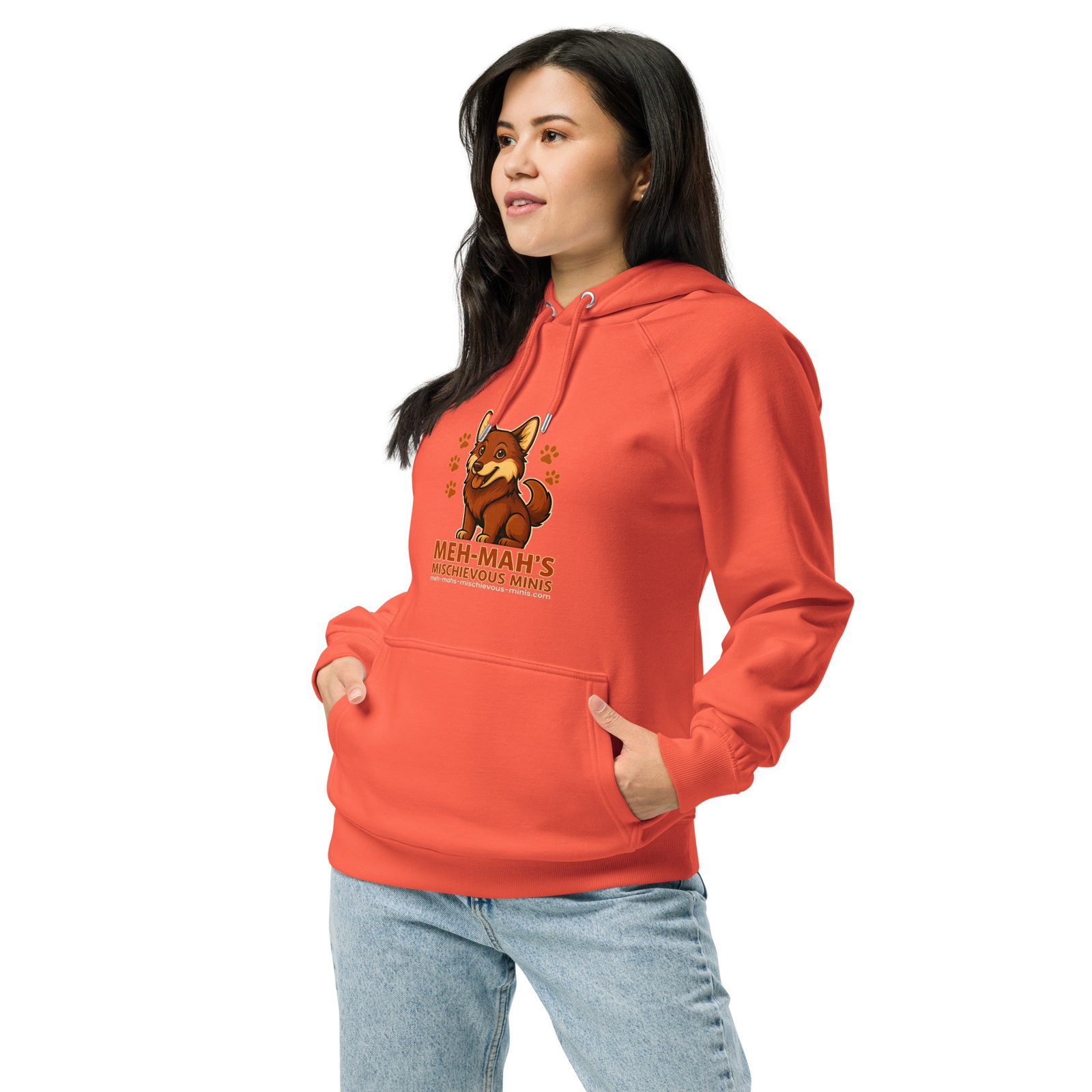 Meh-Mah Logo Unisex Eco Raglan Hoodie - Image 14