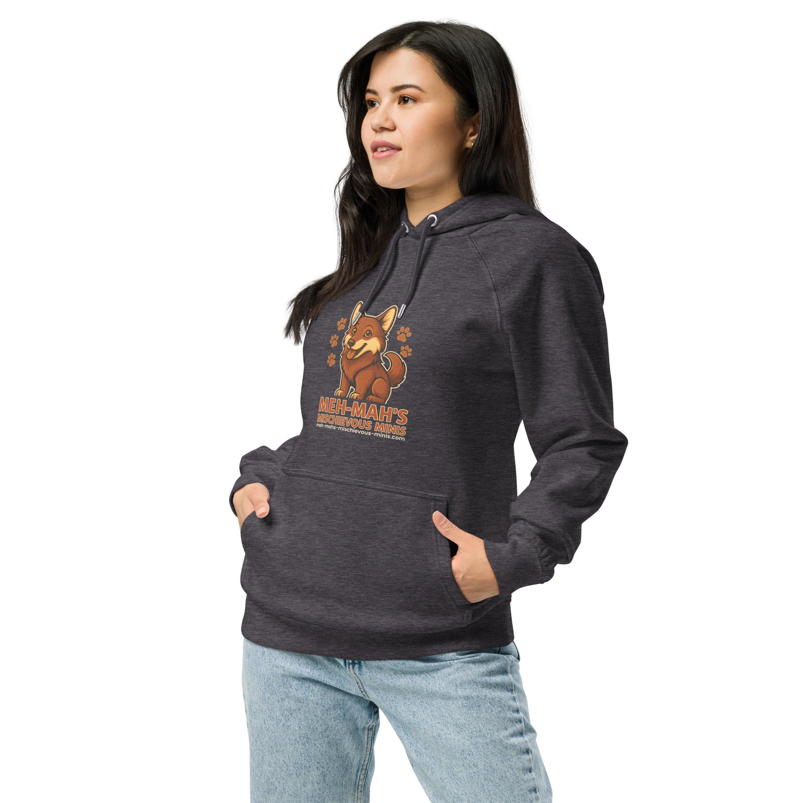 Meh-Mah Logo Unisex Eco Raglan Hoodie - Image 8