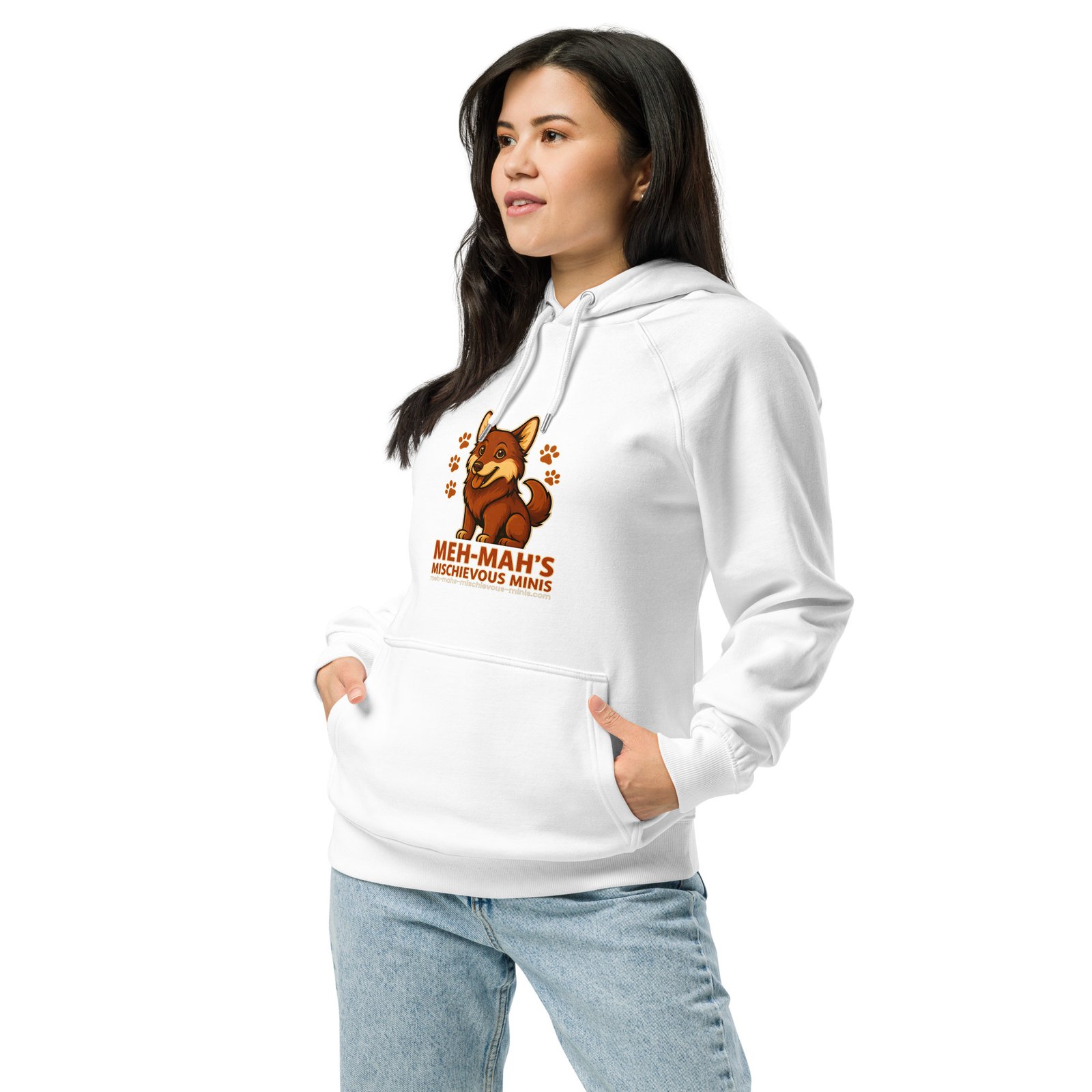 Meh-Mah Logo Unisex Eco Raglan Hoodie - Image 17