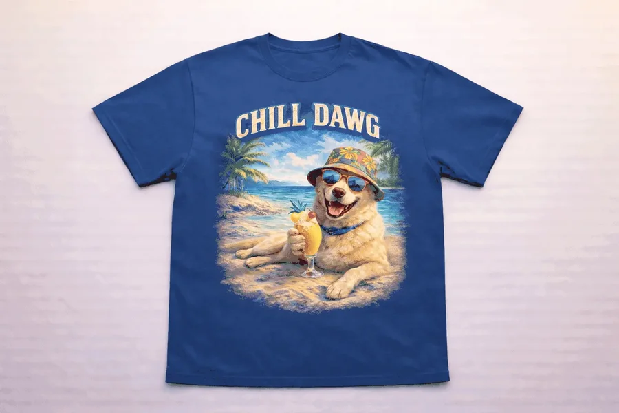 Custom dog art on t-shirt example
